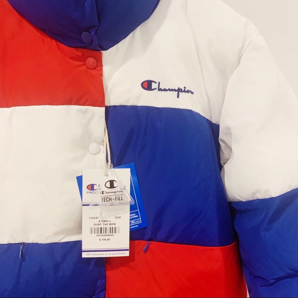 CHAMPION REVERSE WEAVE COLOR BLOCK PUFFER JACKET - Picture 5 of 5